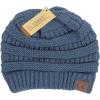 imageBy Summer CC Warm Soft Cable Knit Skull Cap Slouchy Beanie Winter Hat Dark Denim