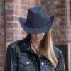imageCC All Over Rhinestone Denim Cowboy Hat with Chinstraps for WomenBlack Denim