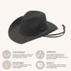 imageCC All Over Rhinestone Denim Cowboy Hat with Chinstraps for WomenBlack Denim