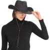 imageCC All Over Rhinestone Denim Cowboy Hat with Chinstraps for WomenBlack Denim