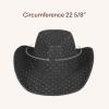 imageCC All Over Rhinestone Denim Cowboy Hat with Chinstraps for WomenBlack Denim