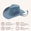imageCC All Over Rhinestone Denim Cowboy Hat with Chinstraps for WomenDenim