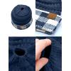imageCC BeanieTail Cable Knit Messy High Bun Ponytail Cuff Beanie HatBuffalo Checkered NavyWhite