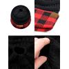 imageCC BeanieTail Cable Knit Messy High Bun Ponytail Cuff Beanie HatBuffalo Checkered RedBlack