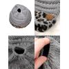 imageCC BeanieTail Cable Knit Messy High Bun Ponytail Cuff Beanie HatLeopard Light Melange Gray