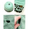imageCC BeanieTail Cable Knit Messy High Bun Ponytail Cuff Beanie HatLeopard Mint
