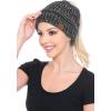 imageCC BeanieTail Soft Stretch Cable Knit Messy High Bun Ponytail Beanie Hat2 Tone BlackDark Beige