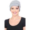 imageCC BeanieTail Soft Stretch Cable Knit Messy High Bun Ponytail Beanie Hat2 Tone Grey