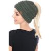 imageCC BeanieTail Soft Stretch Cable Knit Messy High Bun Ponytail Beanie Hat2 Tone Olive