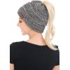 imageCC BeanieTail Soft Stretch Cable Knit Messy High Bun Ponytail Beanie Hat3 Tone Brown