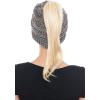 imageCC BeanieTail Soft Stretch Cable Knit Messy High Bun Ponytail Beanie Hat3 Tone Brown