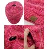 imageCC BeanieTail Soft Stretch Cable Knit Messy High Bun Ponytail Beanie Hat3 Tone Coral