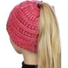 imageCC BeanieTail Soft Stretch Cable Knit Messy High Bun Ponytail Beanie Hat3 Tone Coral