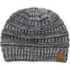 imageCC BeanieTail Soft Stretch Cable Knit Messy High Bun Ponytail Beanie Hat3 Tone Gray