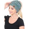 imageCC BeanieTail Soft Stretch Cable Knit Messy High Bun Ponytail Beanie Hat3 Tone Teal