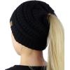 imageCC BeanieTail Soft Stretch Cable Knit Messy High Bun Ponytail Beanie HatBlack