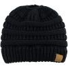 imageCC BeanieTail Soft Stretch Cable Knit Messy High Bun Ponytail Beanie HatBlack