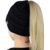 imageCC BeanieTail Soft Stretch Cable Knit Messy High Bun Ponytail Beanie HatBlack