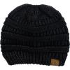 imageCC BeanieTail Soft Stretch Cable Knit Messy High Bun Ponytail Beanie HatBlack Metallic
