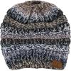 imageCC BeanieTail Soft Stretch Cable Knit Messy High Bun Ponytail Beanie HatBlackGray Tribal Blend