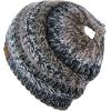 imageCC BeanieTail Soft Stretch Cable Knit Messy High Bun Ponytail Beanie HatBlackGray Tribal Blend