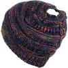 imageCC BeanieTail Soft Stretch Cable Knit Messy High Bun Ponytail Beanie HatBlackMulti