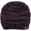 imageCC BeanieTail Soft Stretch Cable Knit Messy High Bun Ponytail Beanie HatBlackMulti