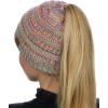 imageCC BeanieTail Soft Stretch Cable Knit Messy High Bun Ponytail Beanie HatBright Mix
