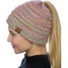 imageCC BeanieTail Soft Stretch Cable Knit Messy High Bun Ponytail Beanie HatBright Mix