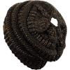 imageCC BeanieTail Soft Stretch Cable Knit Messy High Bun Ponytail Beanie HatBrown Metallic