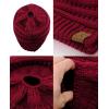 imageCC BeanieTail Soft Stretch Cable Knit Messy High Bun Ponytail Beanie HatBurgundy