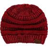 imageCC BeanieTail Soft Stretch Cable Knit Messy High Bun Ponytail Beanie HatBurgundy Metallic