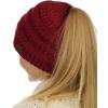 imageCC BeanieTail Soft Stretch Cable Knit Messy High Bun Ponytail Beanie HatBurgundy Metallic