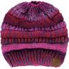 imageCC BeanieTail Soft Stretch Cable Knit Messy High Bun Ponytail Beanie HatBurgundy Tribal Blend
