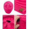 imageCC BeanieTail Soft Stretch Cable Knit Messy High Bun Ponytail Beanie HatCandy Pink
