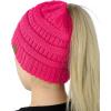 imageCC BeanieTail Soft Stretch Cable Knit Messy High Bun Ponytail Beanie HatCandy Pink