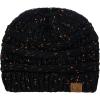 imageCC BeanieTail Soft Stretch Cable Knit Messy High Bun Ponytail Beanie HatConfetti Black