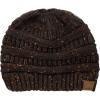 imageCC BeanieTail Soft Stretch Cable Knit Messy High Bun Ponytail Beanie HatConfetti Brown