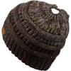 imageCC BeanieTail Soft Stretch Cable Knit Messy High Bun Ponytail Beanie HatConfetti Brown Mix