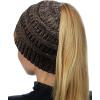 imageCC BeanieTail Soft Stretch Cable Knit Messy High Bun Ponytail Beanie HatConfetti Brown Mix