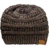 imageCC BeanieTail Soft Stretch Cable Knit Messy High Bun Ponytail Beanie HatConfetti Brown Mix