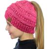 imageCC BeanieTail Soft Stretch Cable Knit Messy High Bun Ponytail Beanie HatConfetti Bubblegum Pink