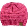 imageCC BeanieTail Soft Stretch Cable Knit Messy High Bun Ponytail Beanie HatConfetti Bubblegum Pink