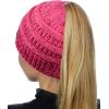 imageCC BeanieTail Soft Stretch Cable Knit Messy High Bun Ponytail Beanie HatConfetti Bubblegum Pink