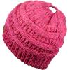 imageCC BeanieTail Soft Stretch Cable Knit Messy High Bun Ponytail Beanie HatConfetti Bubblegum Pink