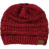 imageCC BeanieTail Soft Stretch Cable Knit Messy High Bun Ponytail Beanie HatConfetti Burgundy