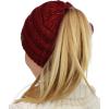 imageCC BeanieTail Soft Stretch Cable Knit Messy High Bun Ponytail Beanie HatConfetti Burgundy