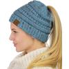 imageCC BeanieTail Soft Stretch Cable Knit Messy High Bun Ponytail Beanie HatConfetti Denim