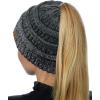 imageCC BeanieTail Soft Stretch Cable Knit Messy High Bun Ponytail Beanie HatConfetti Dk Melange Gray Mix