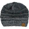 imageCC BeanieTail Soft Stretch Cable Knit Messy High Bun Ponytail Beanie HatConfetti Dk Melange Gray Mix